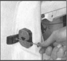 Fig. 12.11 Removing door handle fixing screw (three-door model) (Sec 12)