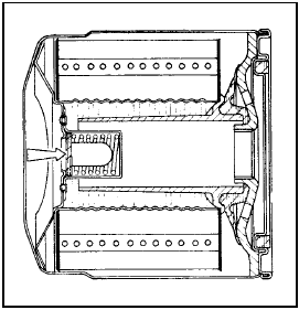 Fig. 1.5 Sectional view of oil filter. Bypass valve arrowed (Sec 2)