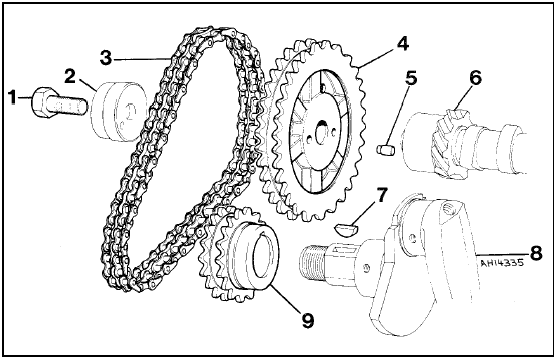 Fig. 1.6 Timing chain and sprockets (Sec 6)