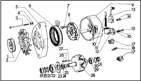 Fig. 9.1 Exploded view of typical alternator (Sec 5)