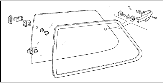 Fig. 12.18 Components of opening side window (Sec 18)