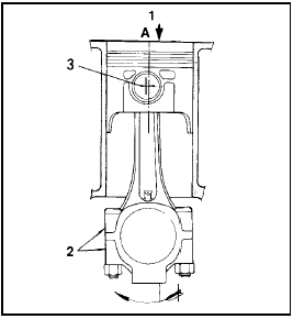 Fig. 13.6 Piston/connecting rod correctly assembled - 999 and 1108 cc engine