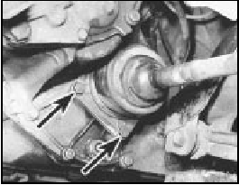 5C.25A Two of the left-hand driveshaft joint gaiter retaining plate screws