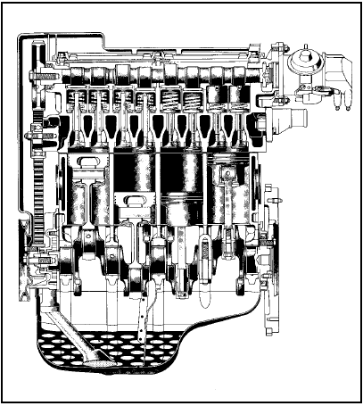 Fig. 13.3 Longitudinal sectional view of the 999 and 1108 cc engine (Sec 5A)