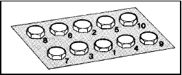 Fig. 13.17 Cylinder head bolt tightening sequence on the 1372 cc ie and Turbo