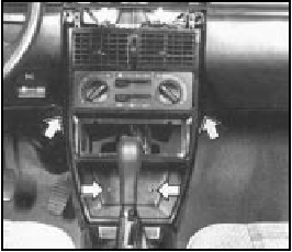 Fig. 13.32 Heater unit facia to main facia retaining screw locations