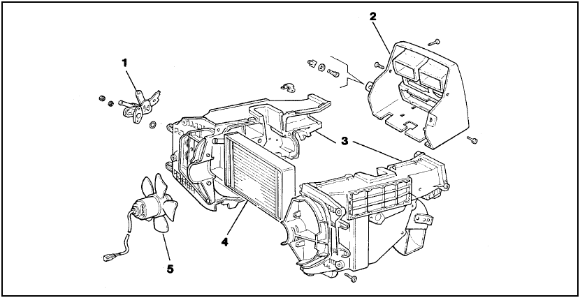 Fig. 13.34 Heater unit components on later models (Sec 8D)